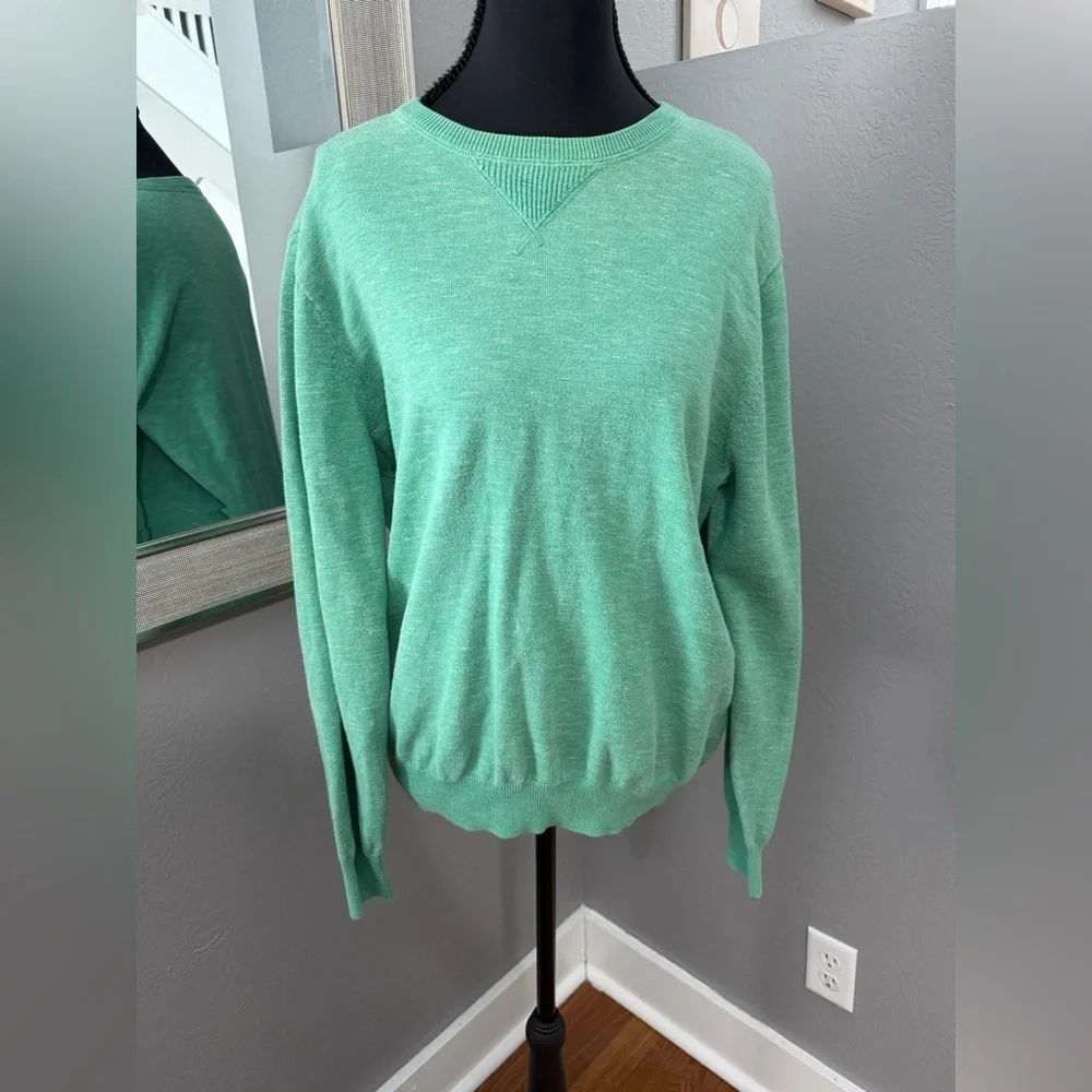 J. Crew Green Pullover Crewneck Preppy Casual Sweater Size Medium.